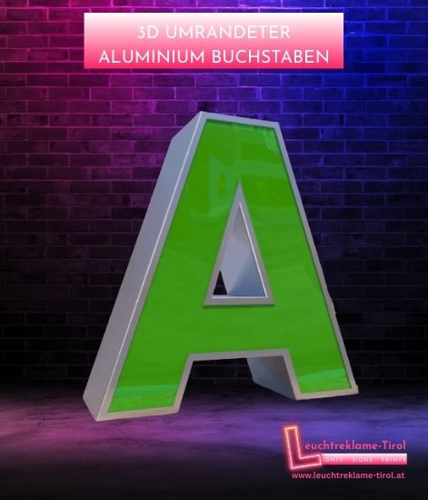 Leuchtreklame 3D Leuchtbuchstabe umrandeter Aluminium Buchstaben
