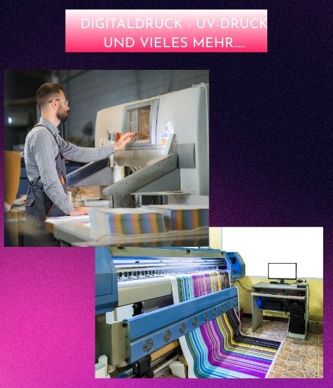 Drucken, Digitaldruck und UV Druck Maschinen mit arbeitendem Mann